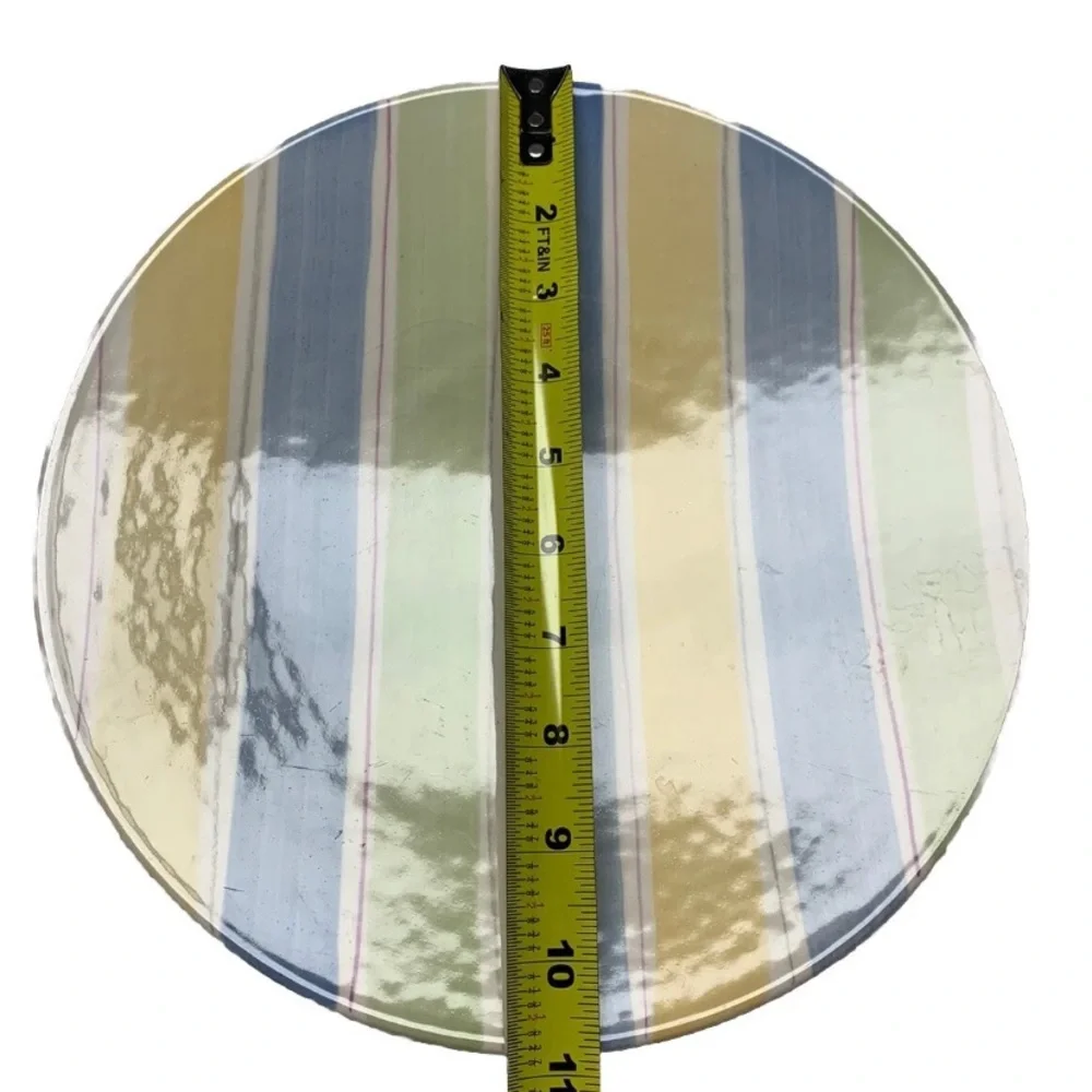 Crate & Barrel SANIBEL 11” dinner plates- 7 available- yellow/blue/green stripe